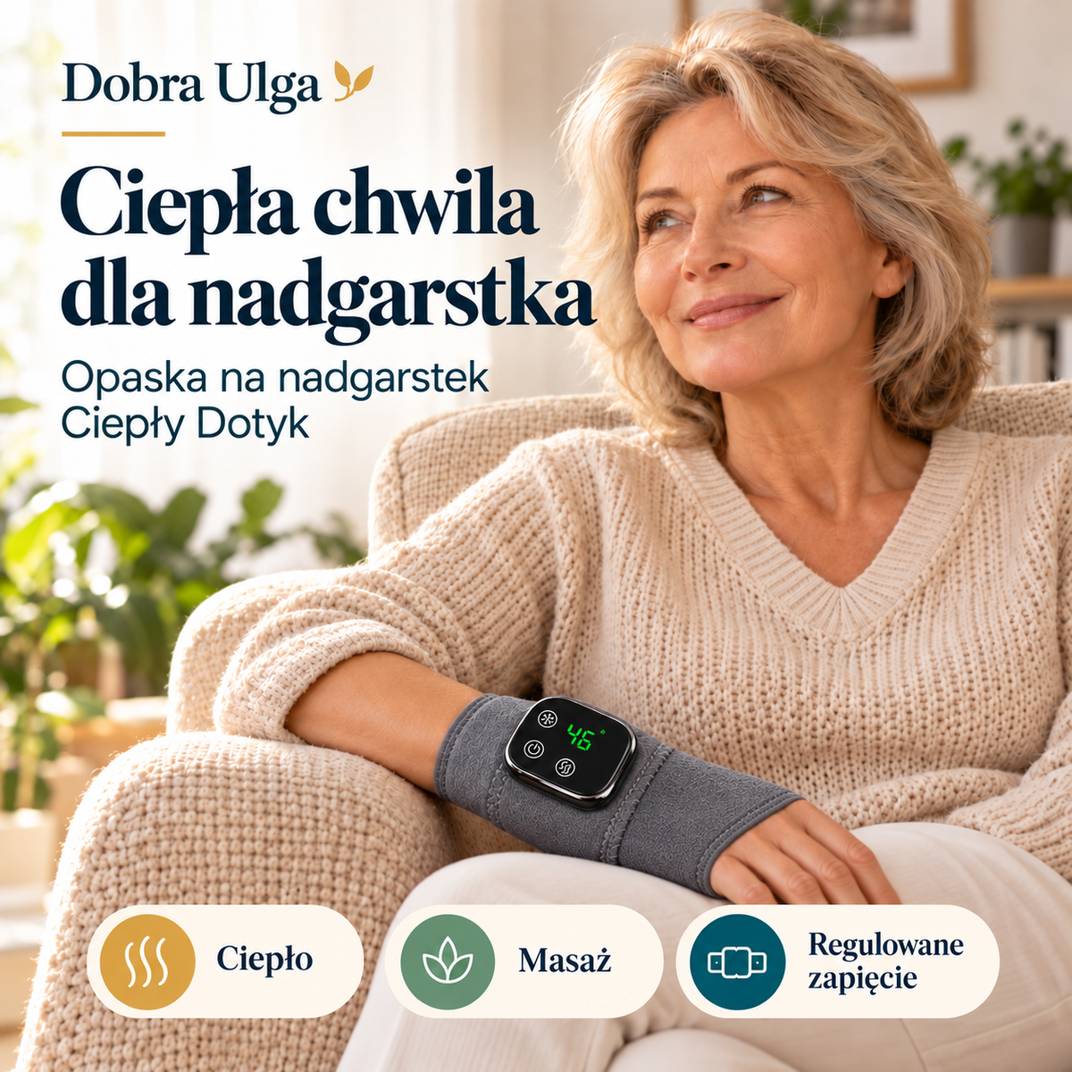 Ciepły Dotyk – opaska na nadgarstku i podstawie dłoni