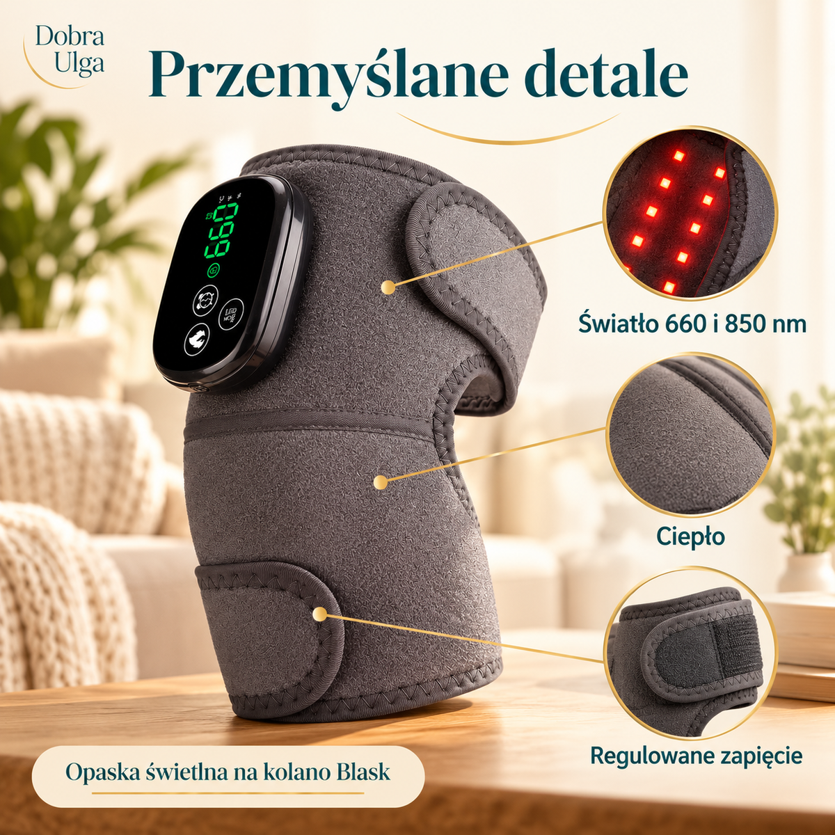 Opaska świetlna na kolano Blask, detale