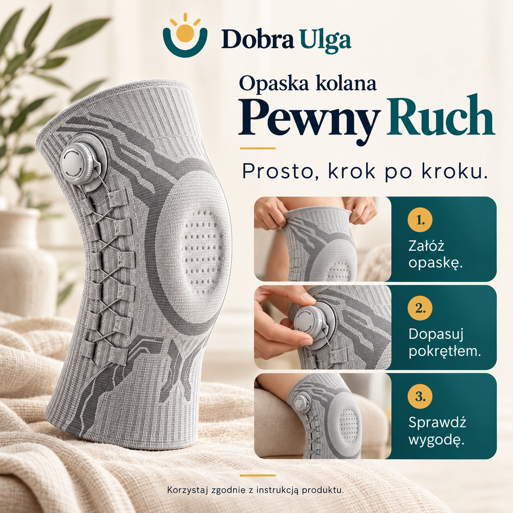 Opaska kolana Pewny Ruch — sposób użycia