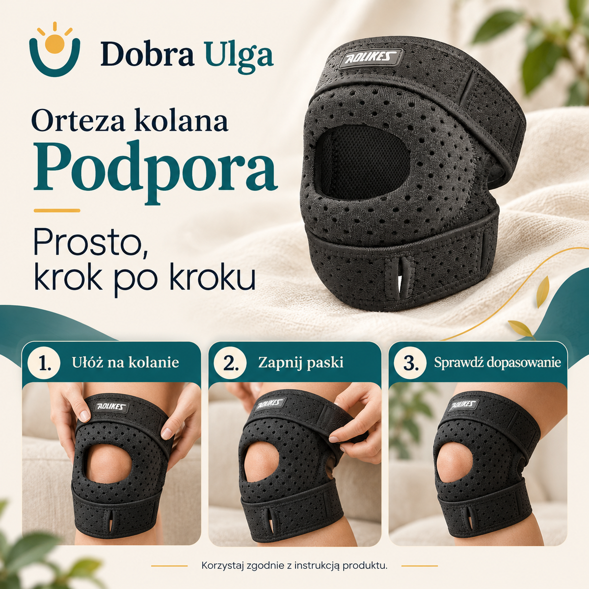 Orteza kolana Podpora — sposób użycia
